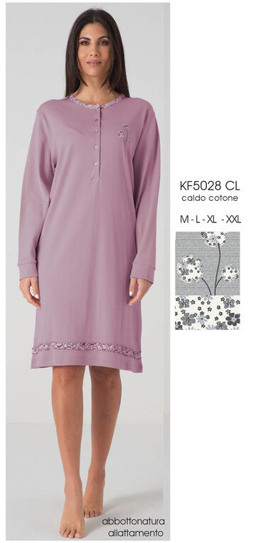 ART. KF5028 CL- camicia notte donna m/l kf5028 cl - Fratelli Parenti